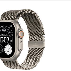 Natural Titanium Milanese Loop Apple Watch Band | 49MM | Medium